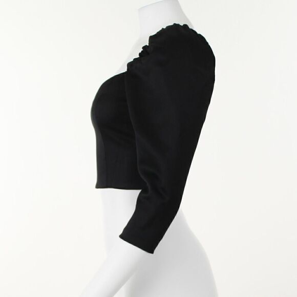 Alice + Olivia SOLANGE PUFF SLEEVE CROP TOP - Picture 3 of 5